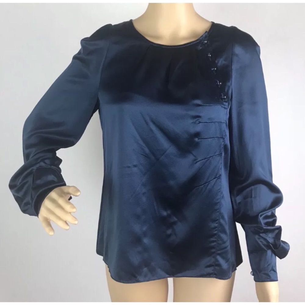 Marc Jacobs Silk Puff Sleeve Blouse Blue Size 6